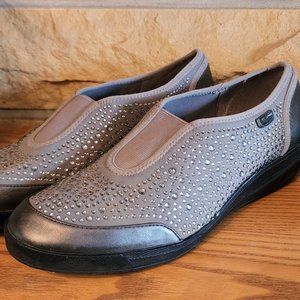 Anne Klein A.K. Sport Slip On Sneakers Embellished with Rhinestones 10M